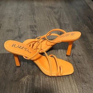 Wild Pair Vibrant Orange Heeled Sandals